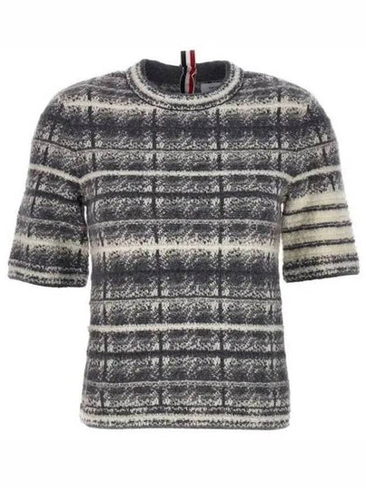 4 Bar Crew Neck Merino Mohair Knit Top Grey - THOM BROWNE - BALAAN 2