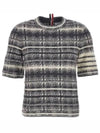 4 Bar Crew Neck Merino Mohair Knit Top Grey - THOM BROWNE - BALAAN 2