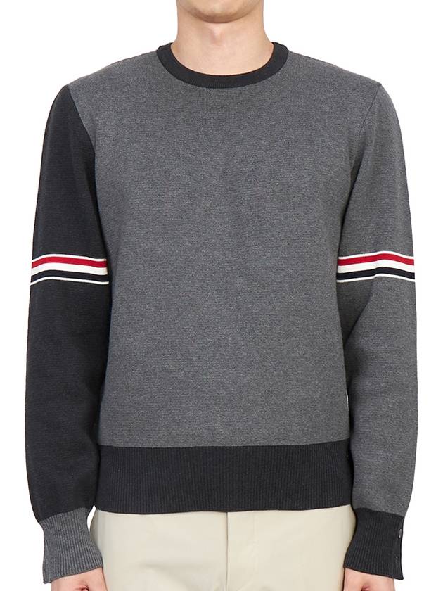 RWB Striped Crew Neck Knit Top Grey - THOM BROWNE - BALAAN 4