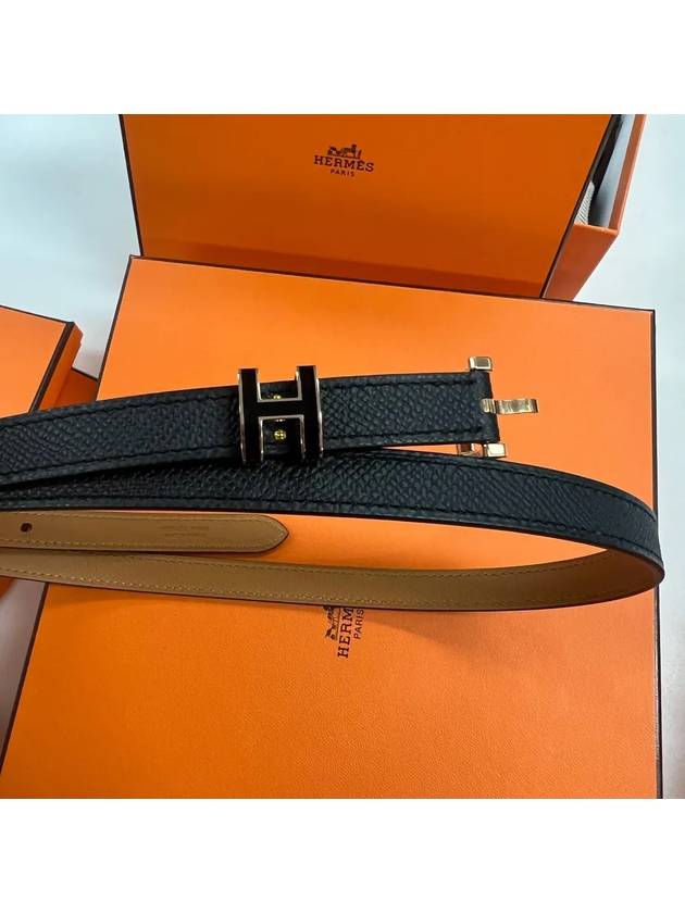 Women's Pop H 15 Leather Belt Black - HERMES - BALAAN 5