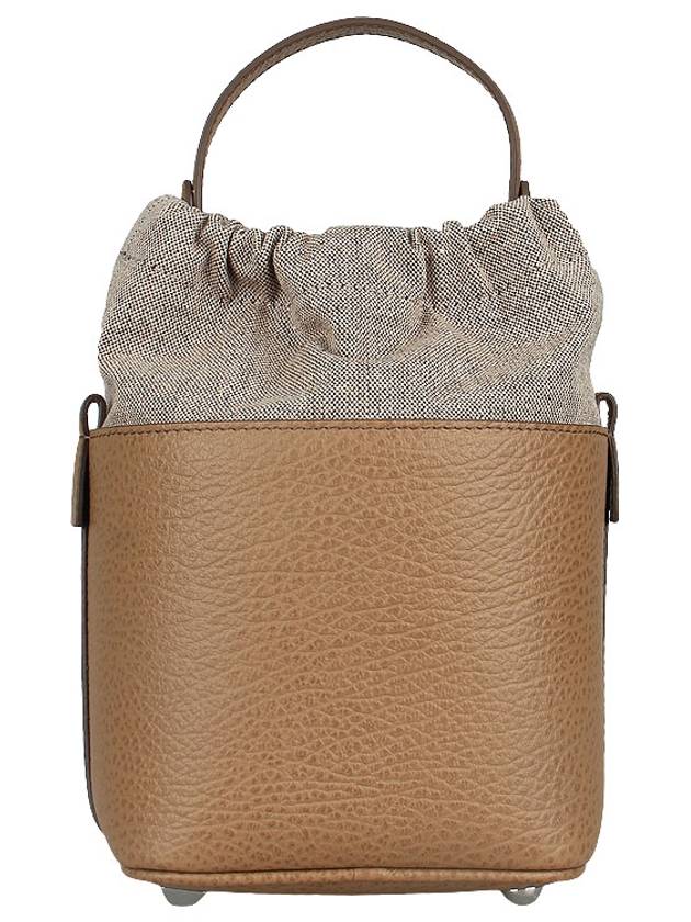 5AC Number Logo Texture Leather Bucket Bag Brown - MAISON MARGIELA - BALAAN 6