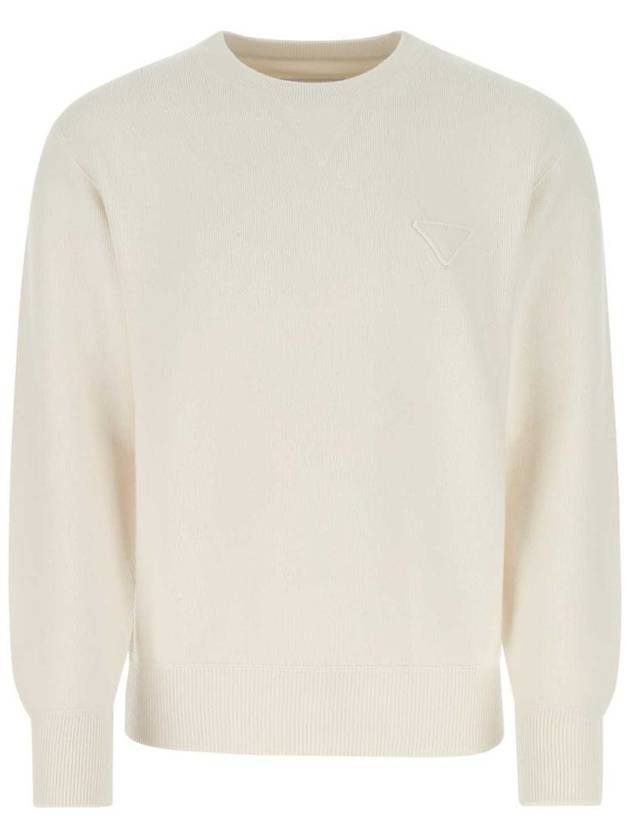 triangle logo round neck knit top beige - PRADA - BALAAN 2