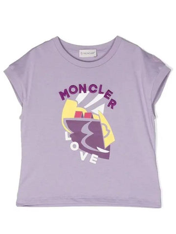 Kids Girls Short Sleeve T Shirt Lilac 8P00001 899WA 61A 4A 6A - MONCLER - BALAAN 1