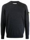 Light Wool Crewneck Knit Top Charcoal - STONE ISLAND - BALAAN 2