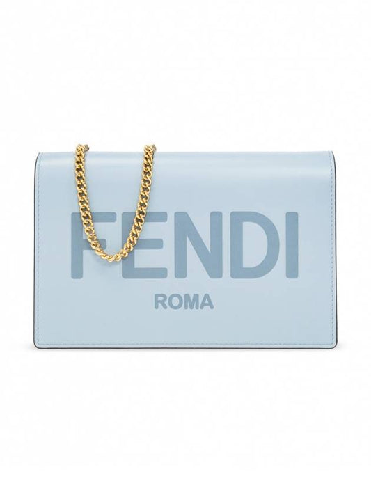 Logo Chain Small Long Wallet Light Blue - FENDI - BALAAN 2