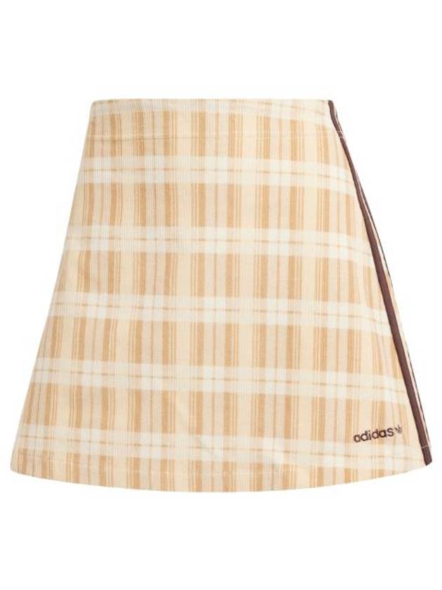 Tartan Check Corduroy A-Line Skirt Beige - ADIDAS - BALAAN 2