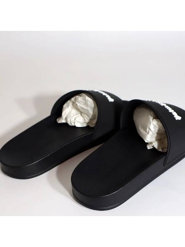 Embossed Logo Full Slider Slippers Black - PALM ANGELS - BALAAN 7