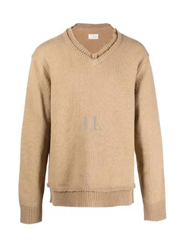 Men's 4 Stitch Elbow Patch Knit Top Beige - MAISON MARGIELA - BALAAN 2