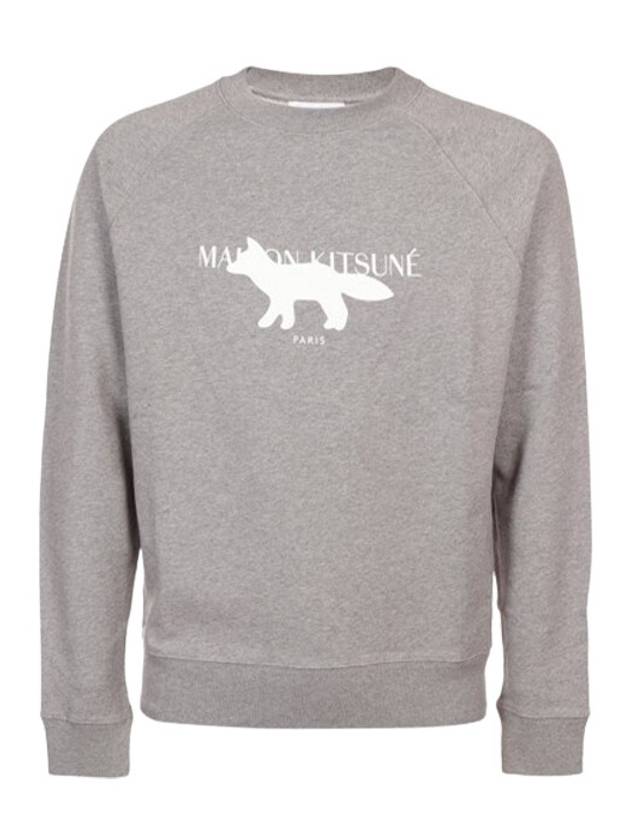 Profile Fox Stamp Clean Sweatshirt Grey Melange - MAISON KITSUNE - BALAAN 2