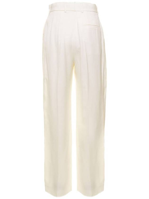 White Wide Leg Tailored Trousers In Silk Blend Woman - CASABLANCA - BALAAN 2