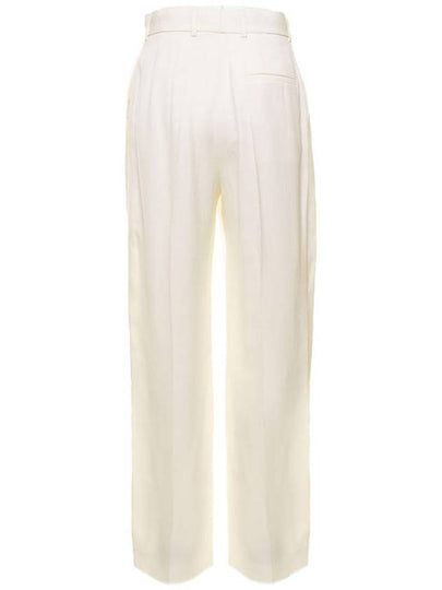 White Wide Leg Tailored Trousers In Silk Blend Woman - CASABLANCA - BALAAN 2