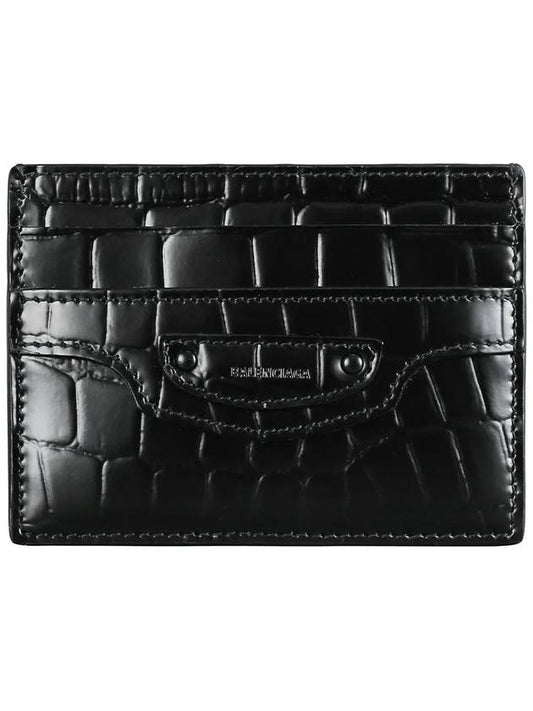 crocodile mat 2-stage card wallet black - BALENCIAGA - BALAAN.