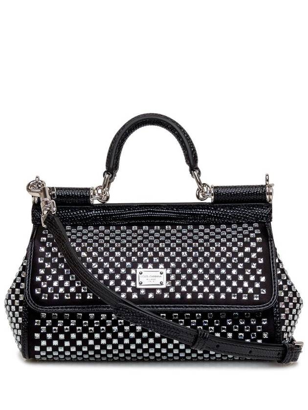 Sicily Crystal Small Tote Bag Black - DOLCE&GABBANA - BALAAN 3