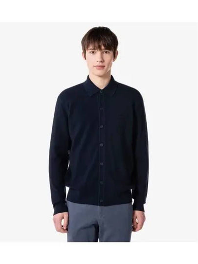 Men's Shirt Collar Cardigan Navy - LACOSTE - BALAAN 2