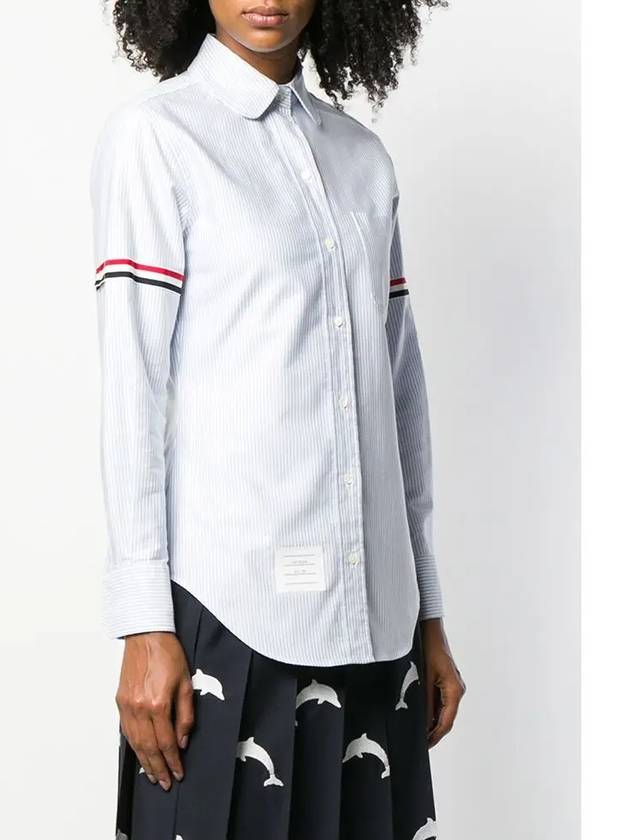 Women's Armband University Striped Oxford Shirt Blue - THOM BROWNE - BALAAN 5