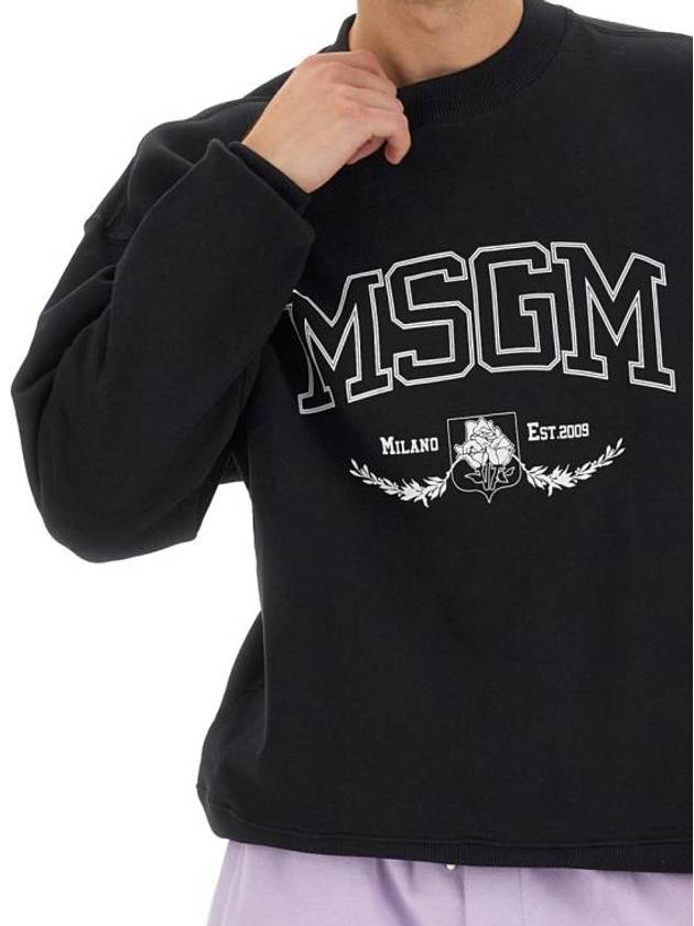 Logo Print Cotton Sweatshirt Black - MSGM - BALAAN 5