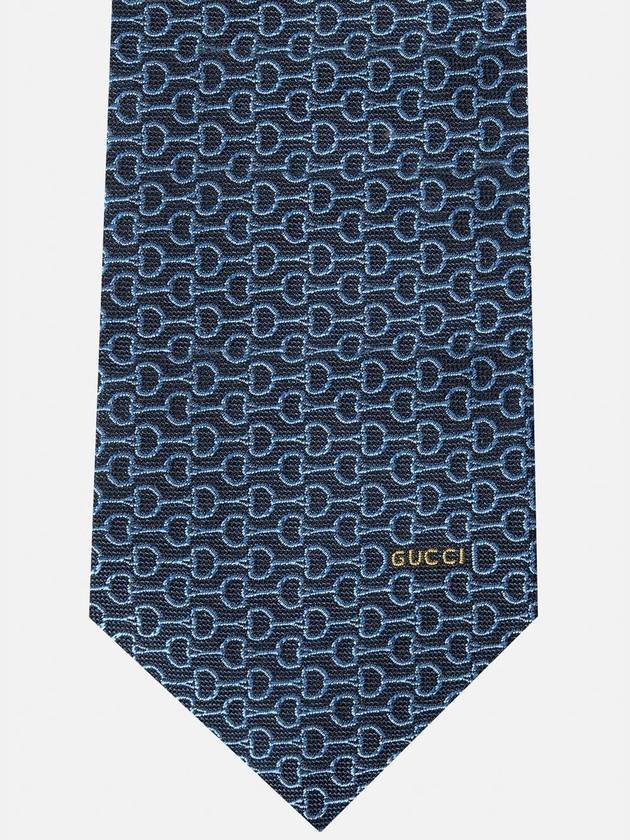 Horsebit Silk Jacquard Neck Tie Blue - GUCCI - BALAAN 5