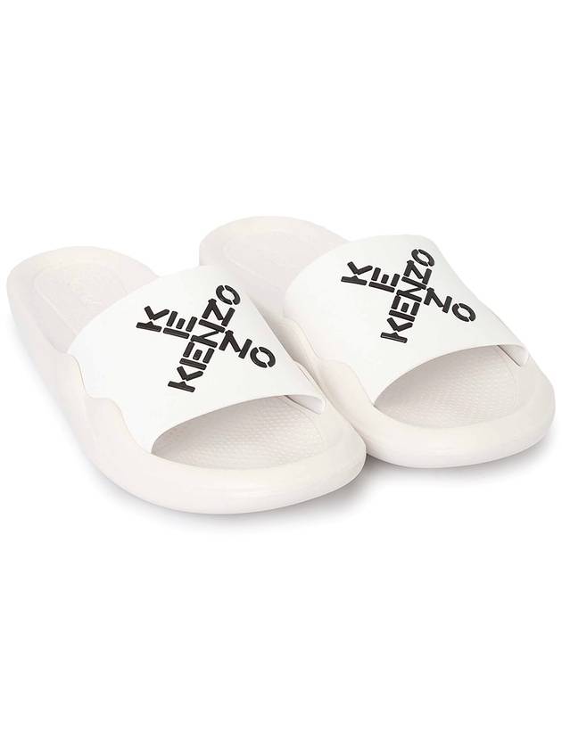 Cross Logo Slippers White - KENZO - BALAAN 4