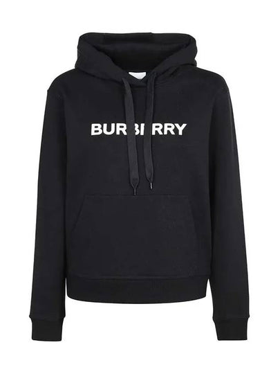 Logo Print Cotton Oversized Hoodie Black - BURBERRY - BALAAN 2