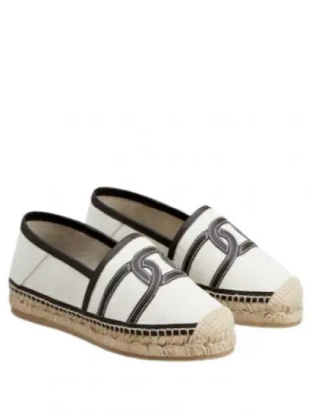 Kate Canvas Leather Espadrilles Shoes White - TOD'S - BALAAN 2