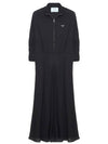 Logo Plaque Zipper Viscose Long Dress Black - PRADA - BALAAN 2