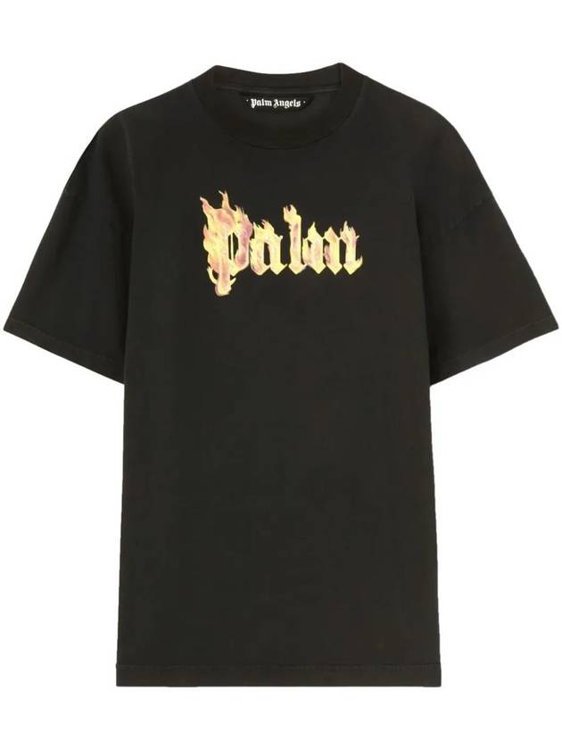 Palm Angels Burning Logo Short Sleeve T Shirt Black - PALM ANGELS - BALAAN 2