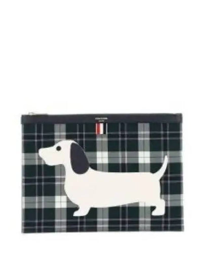 Tartan Twill Hector Medium Document Holder Clutch Bag Dark Green - THOM BROWNE - BALAAN 2