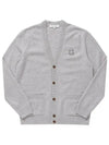 Bold Fox Head Patch Regular Lambswool Cardigan Light Grey - MAISON KITSUNE - BALAAN 4