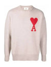 Men's Big Heart Logo Wool Knit Champagne - AMI - BALAAN 2