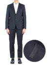 Wool Mohair Single Breasted Suit Navy - PRADA - BALAAN 2