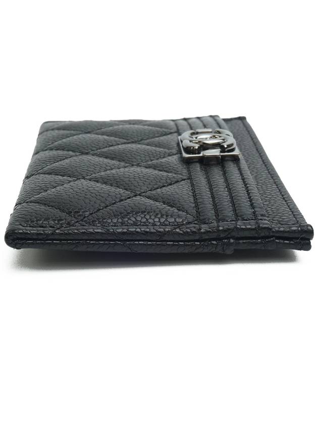 Boy Shining Silver Logo Caviar Card Wallet Black - CHANEL - BALAAN 6