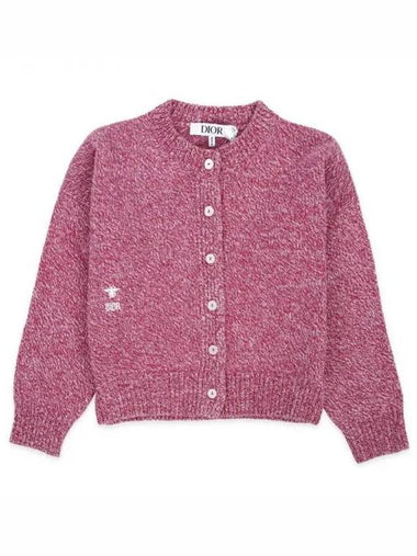 Kids Logo Embroidered Knit Cardigan Pink 4SBM14CARA 300 8 10 270347 1064431 - DIOR - BALAAN 1