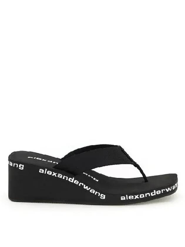 Logo Print Wedge Flip Flops Black - ALEXANDER WANG - BALAAN 3