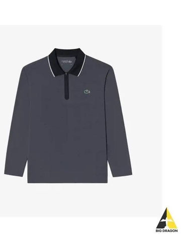 Men s Basic Long Sleeve Half Zip Up Polo Charcoal Gray - LACOSTE - BALAAN 1