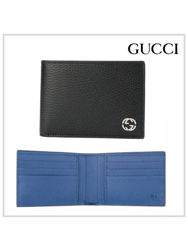 GG Interlocking Two Tone Half Wallet Black Blue - GUCCI - BALAAN 2