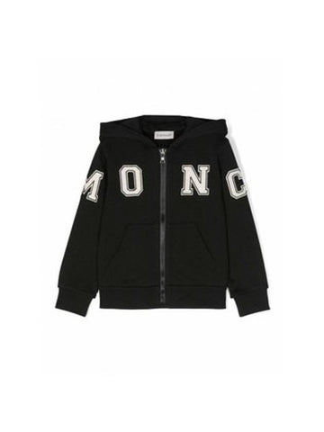 Kids Lettering Hooded Zip Up Jacket Black - MONCLER - BALAAN 1