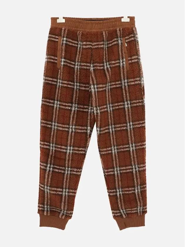 Check Fleece Trousers Track Pants Brown - BURBERRY - BALAAN.