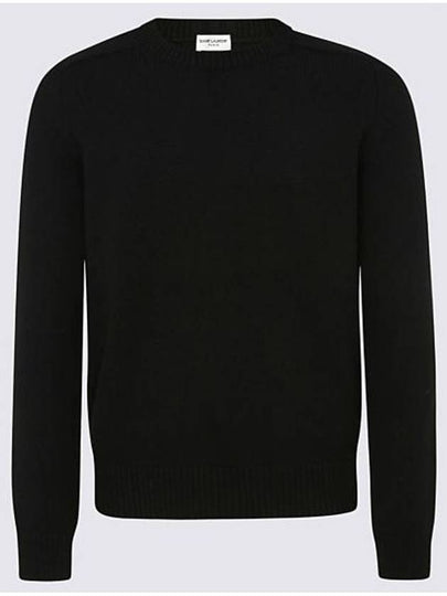 Men's Crewneck Cashmere Knit Top Black - SAINT LAURENT - BALAAN 2