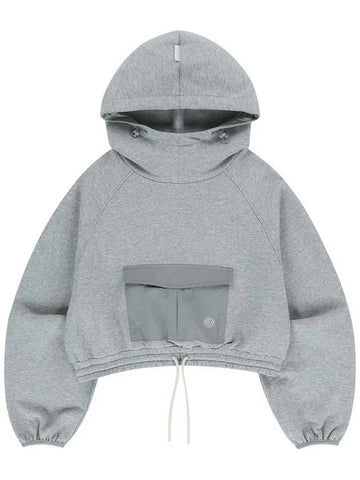 Crop Sweatshirt Big Pocket Hoodie Melange Gray - OFFGRID - BALAAN 1