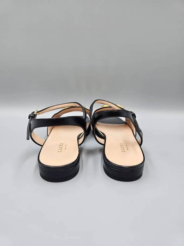 Women's Interlocking G Logo Leather Sandals Black - GUCCI - BALAAN 6