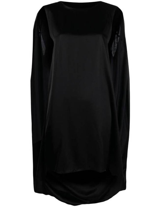 Cape Detail Sleeveless Viscose Short Dress Black - MAISON MARGIELA - BALAAN 1