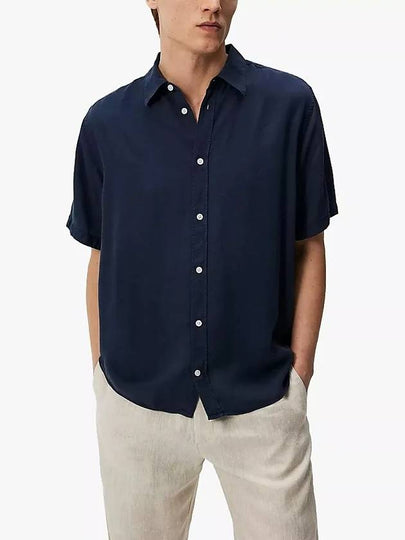 Regular Light Tencel Short Sleeve Shirt Navy - J.LINDEBERG - BALAAN 2