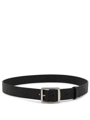 GG Rubber Effect Leather Belt Black - GUCCI - BALAAN 1