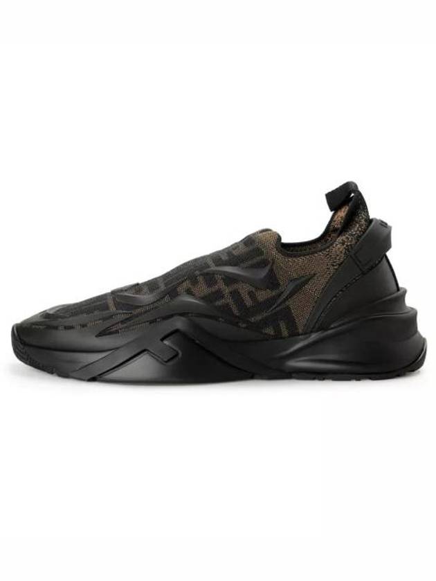 Flow Low Top Sneakers Black Brown - FENDI - BALAAN 3