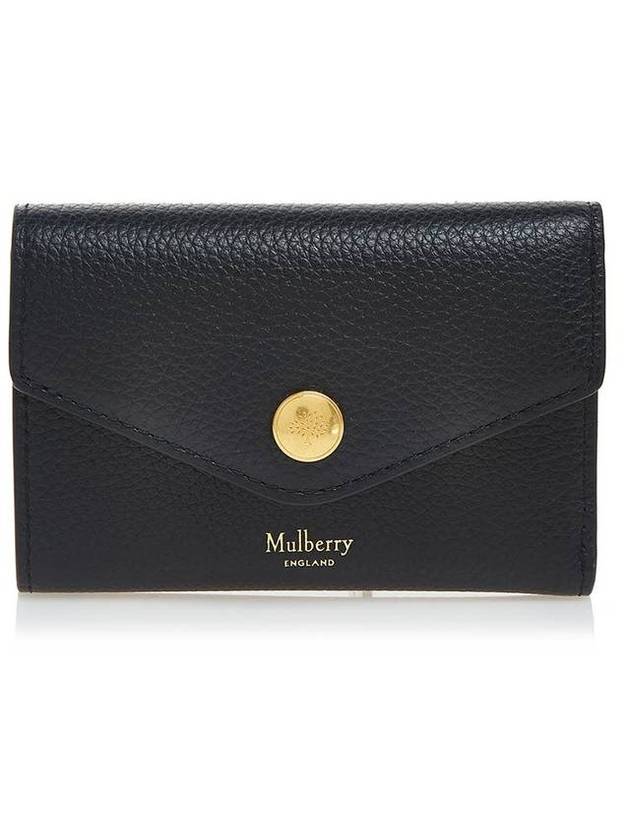 Folded Grain Leather Multi Card Wallet Black - MULBERRY - BALAAN 1