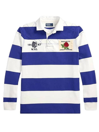 Classic Fit Striped Jersey Polo Shirt Blue White - POLO RALPH LAUREN - BALAAN 1