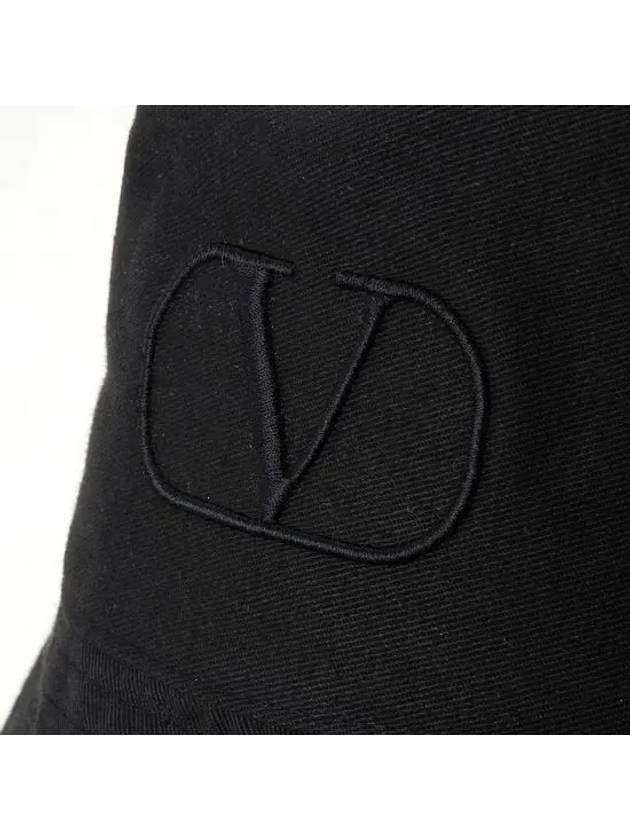 Embroidered V Logo Signature Bucket Hat Black - VALENTINO - BALAAN.