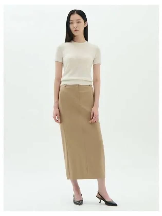 Women s Wool Flannel Midi Pants Trousers Skirt Camel Domestic Products - THEORY - BALAAN 1