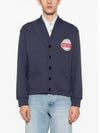 Logo Patch Jersey Cotton Cardigan Navy - KENZO - BALAAN 2