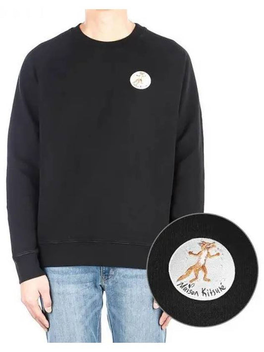 Men s Olly Flower Fox Sweatshirt JM00359KM0001 BLACK 271774 - MAISON KITSUNE - BALAAN 1